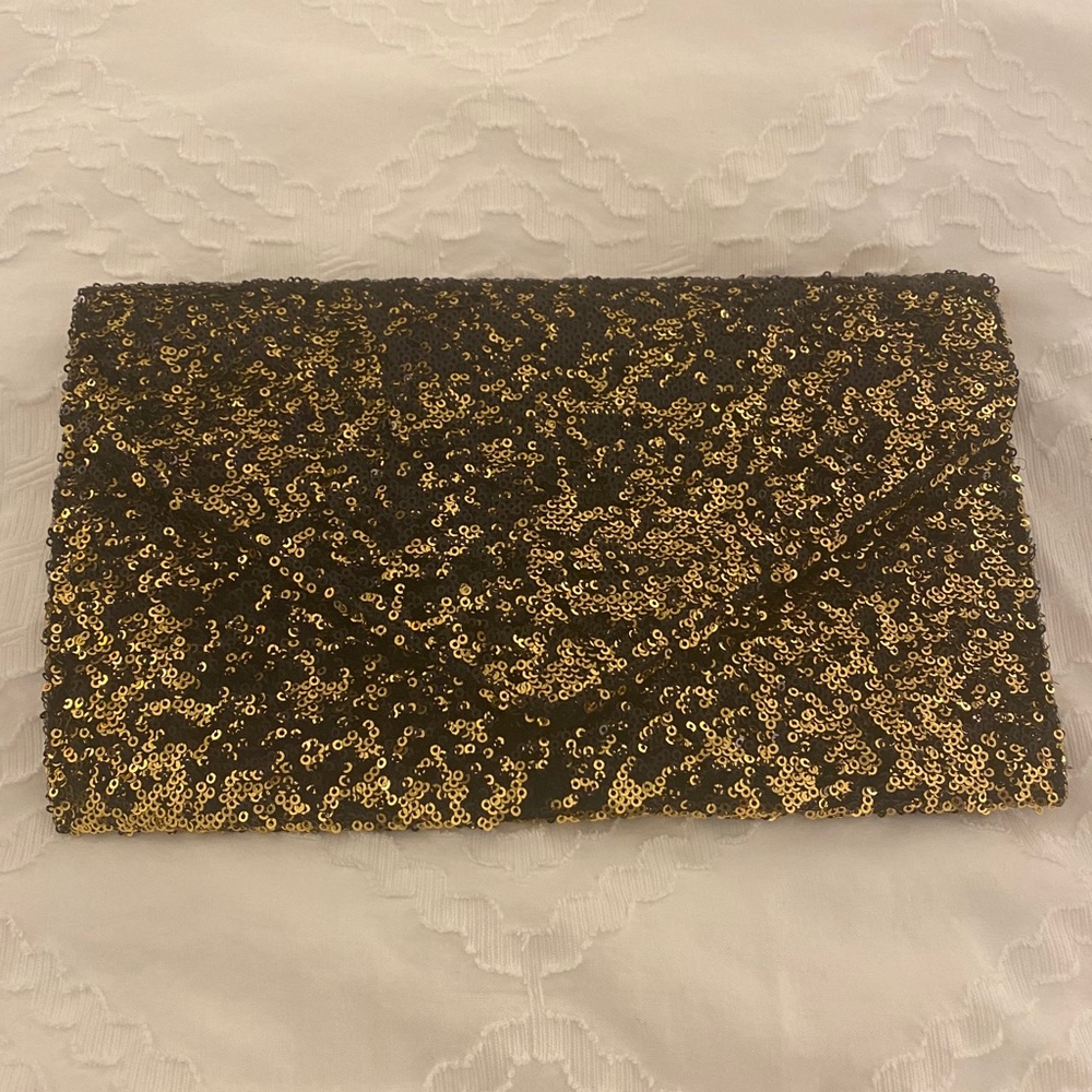 Black & gold sequin evening clutch